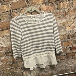 Striped Gray and White Women's Top